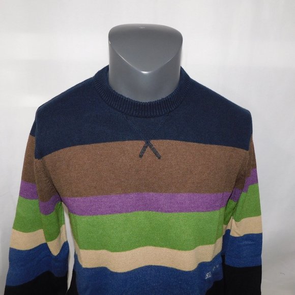 Billabong Mens M Block Striped Multicolour Crew neck Knit Sweater - Picture 2 of 12